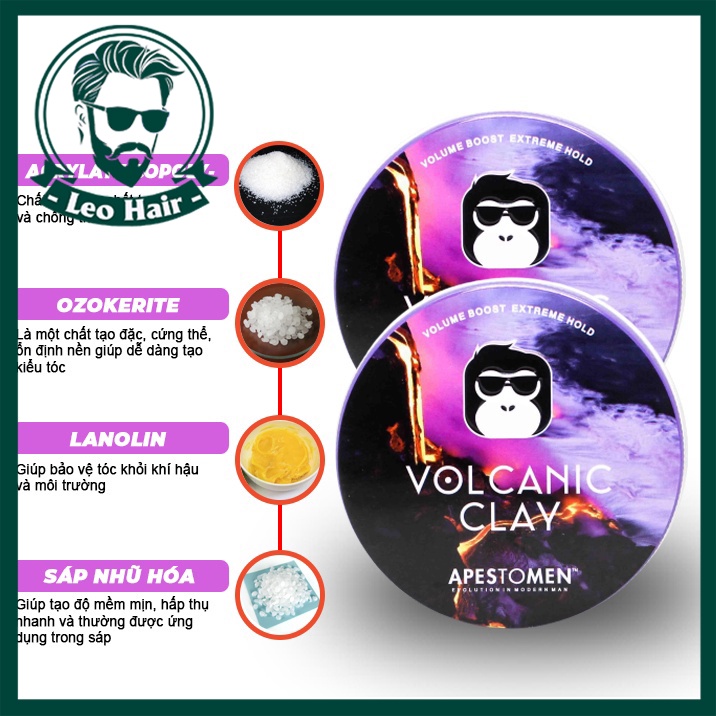 Sáp vuốt tóc Apestomen Volcanic Clay 80g chính hãng có team SMS, Sáp vuốt tóc nam Vocanic Clay chính hãng giá rẻ