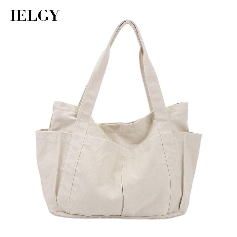 Túi Đeo Vai Bằng Vải canvas Màu Sắc Đơn Giản Sức Chứa Lớn Phong Cách Hàn Quốc Dành Cho Nữ