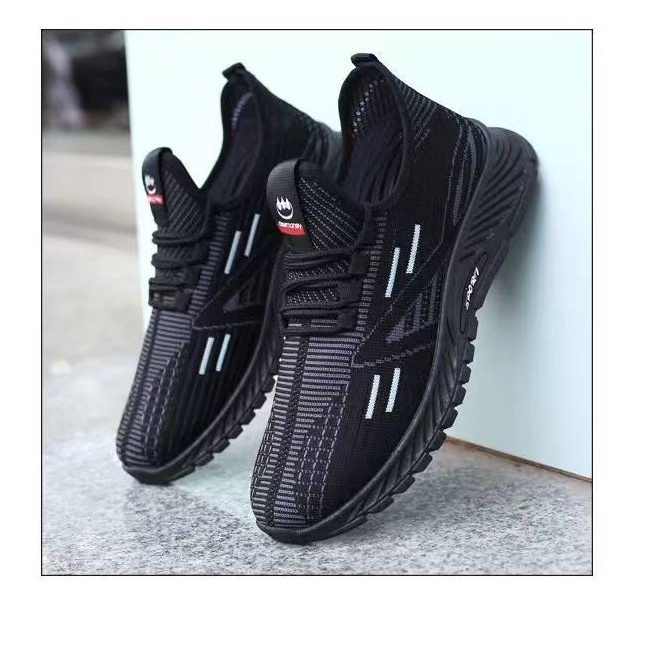 Giày Thể Thao Nam Sneaker Sườn Chữ A Sport 2 Màu Đen và Xám Thoáng Khí