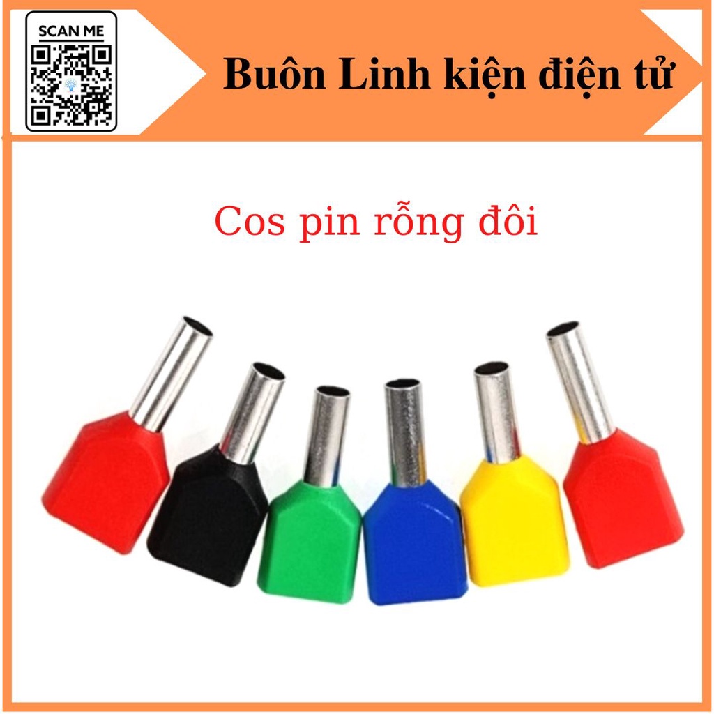 Đầu cos pin đôi TE2510 bấm nối dây điện 2.5mm bọc nhựa