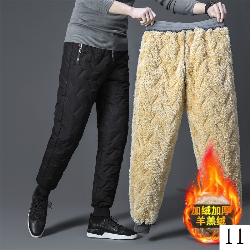 Quần Dài Dáng Rộng Chất Liệu Cotton Lông Cừu Dày Dặn Ấm Áp Thời Trang Mùa Đông Cho Nam Giới Có Size Lớn