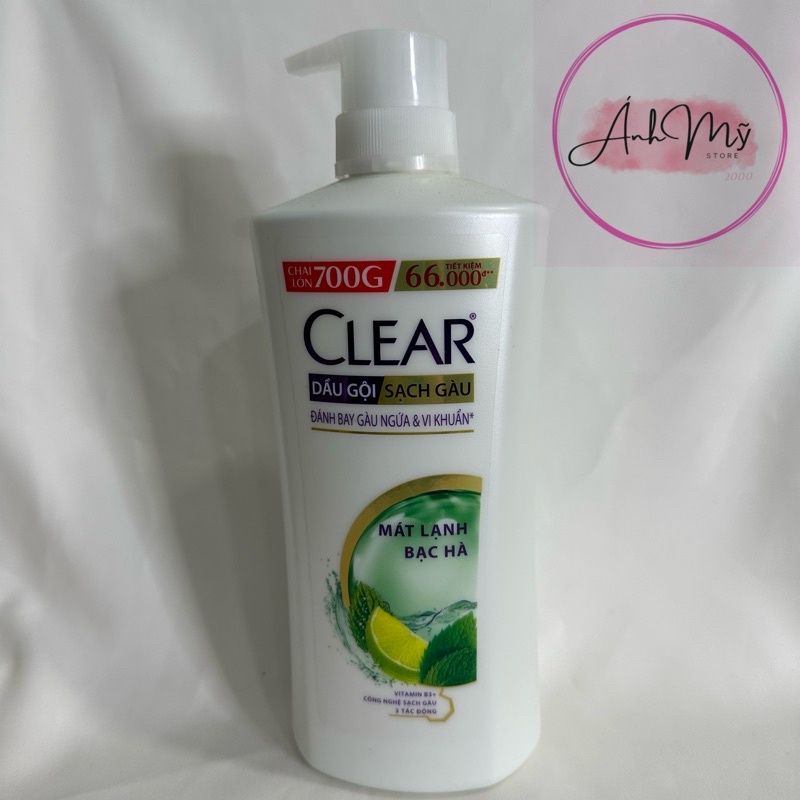 Dầu Gội Sạch Gàu Clear Mát Lạnh Bạc Hà Chai 650G