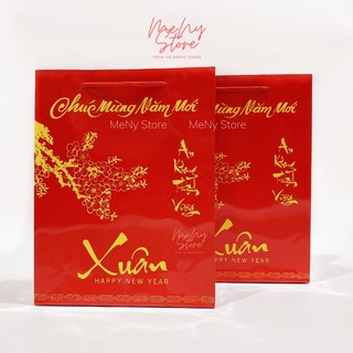 Combo 10 Túi giấy đựng quà Tết đỏ, Túi chúc mừng năm mới 23x30x8cm