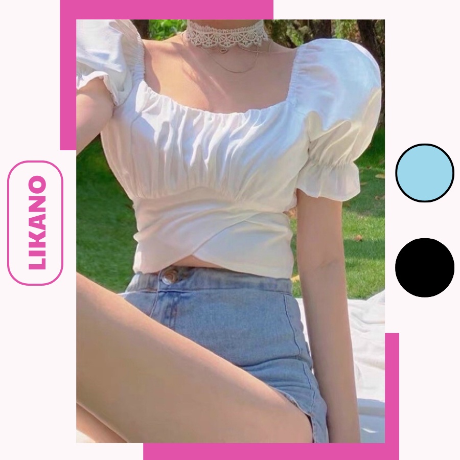 Áo croptop Cổ vuông tay phồng quyến rũ LIKANO CRT94