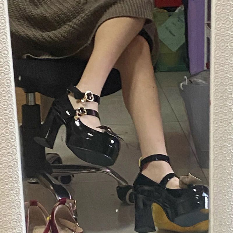 Giày Cao Gót Mũi Vuông Phong Cách Lolita Thời Trang Cho Nữ