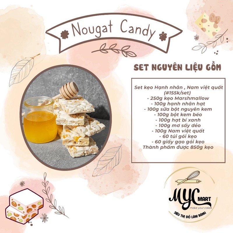 Set làm kẹo nougat Hạnh nhân , Việt quất