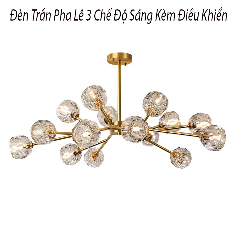 Đèn Thả Trần Trang Trí Pha Lê - Đèn Trần Phòng Khách, Phòng Ngủ, Phòng Ăn 3 Chế Độ Sáng - Bảo Hành 6 Tháng LV182