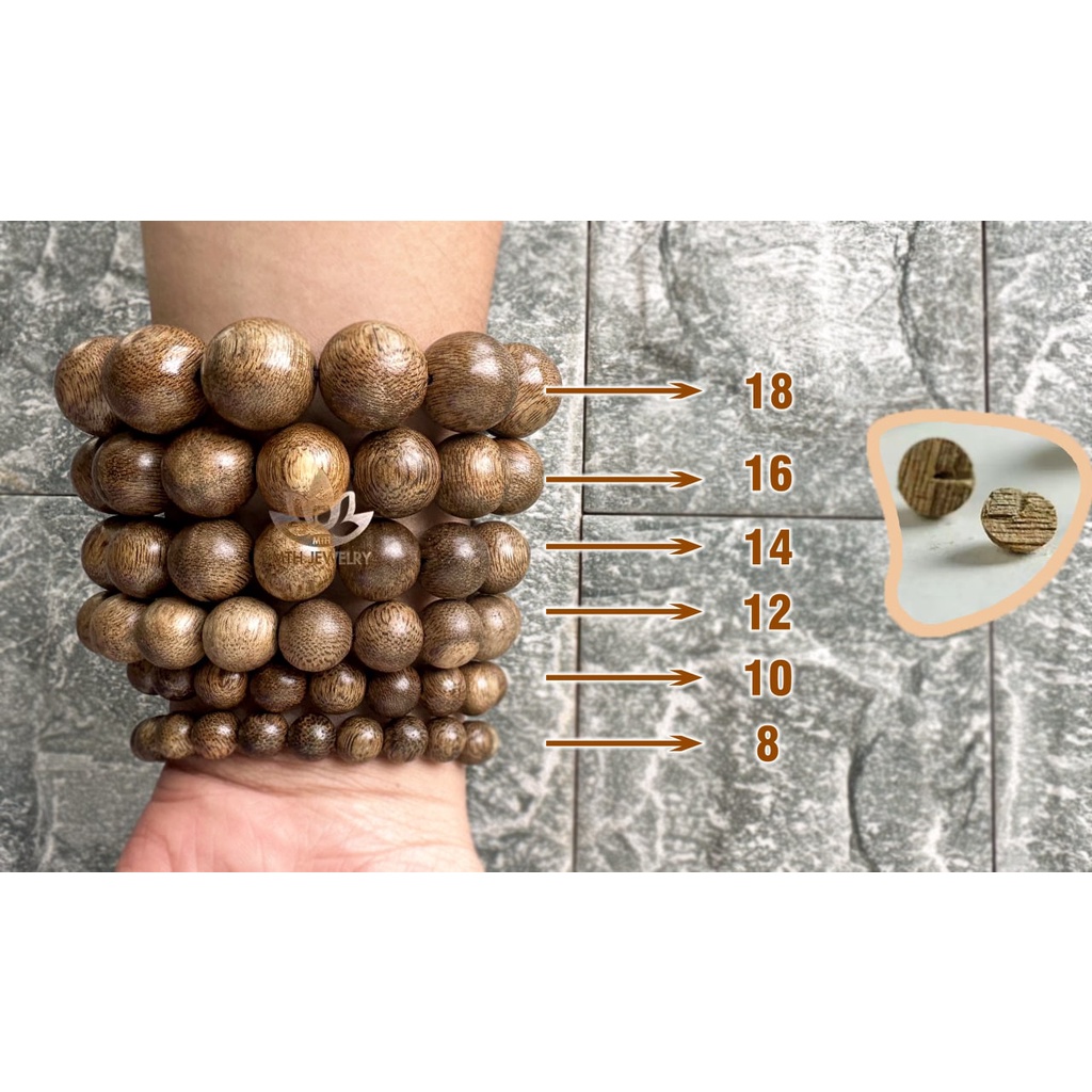 Vòng Tay Trầm Hương Hạt Tròn Đơn 8/10/12/14/16/18mm Trầm Tốc Việt - Mộc Trầm Hương