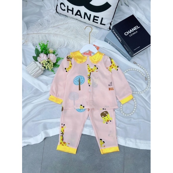 Bộ Ngủ Pijama Lụa Mango Dài Tay Dành Cho Bé Gái
