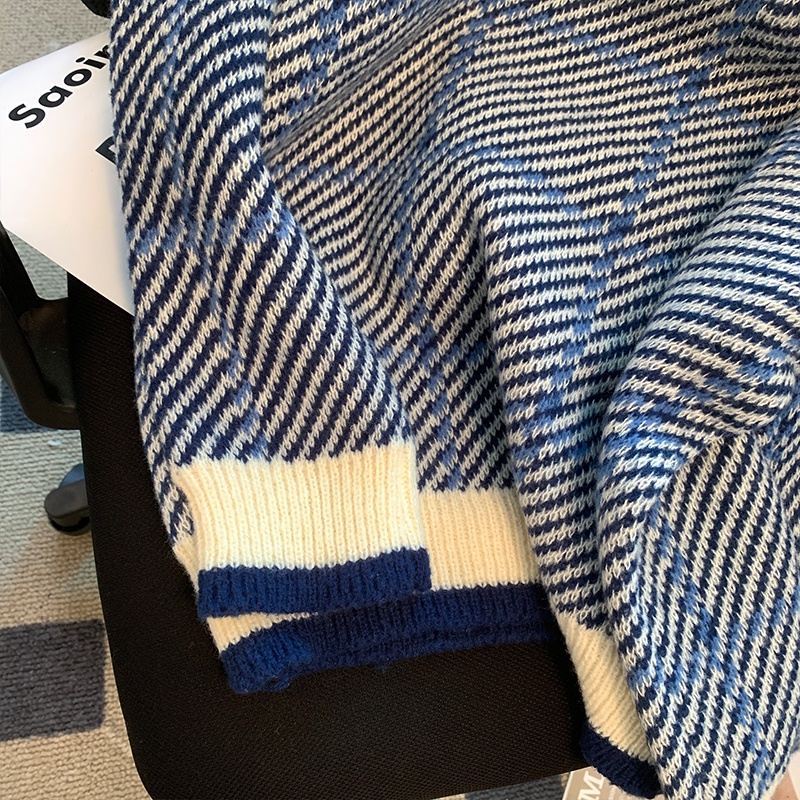 Áo Dệt Kim Cổ Chữ V Kẻ Sọc Thời Trang Mùa Thu Cho Nữ