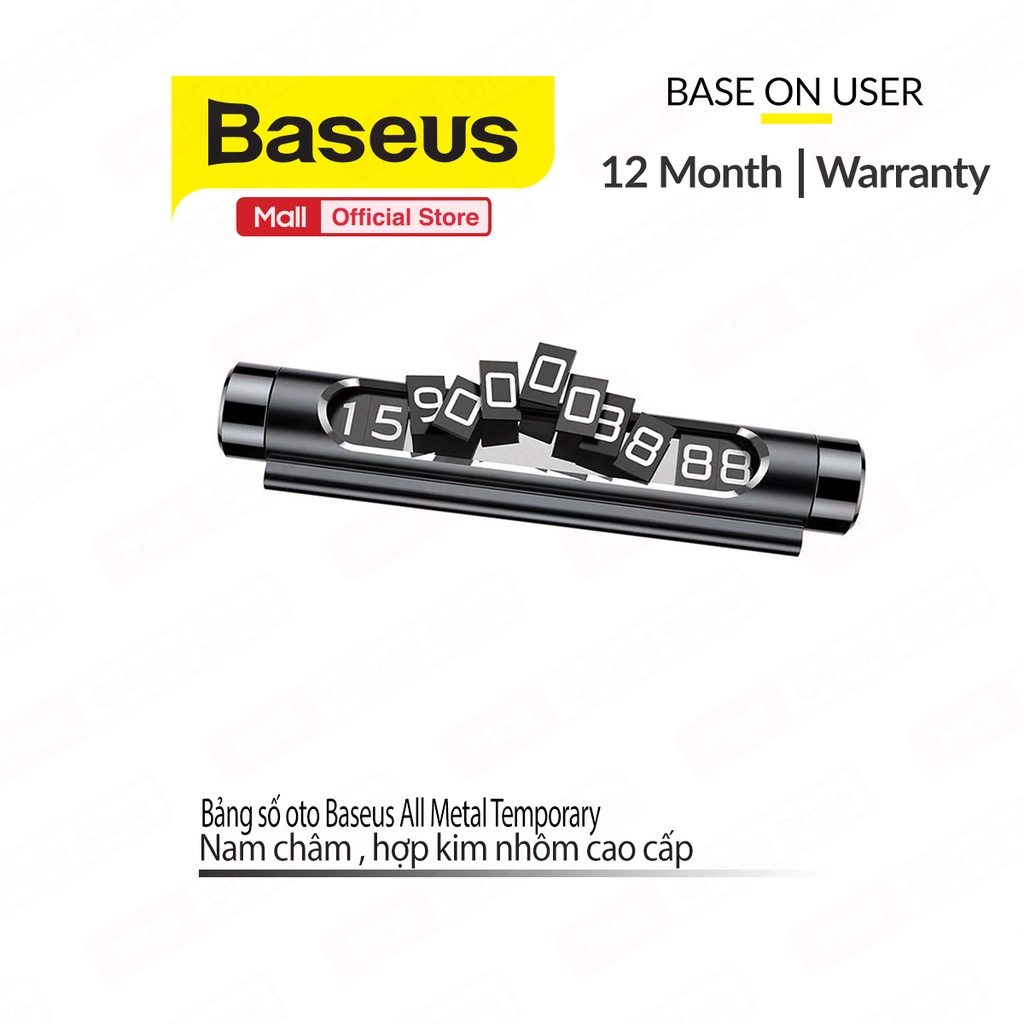 Bảng số điện tử nam châm Baseus All Metal Temporary dùng cho xe hơi Parking Number Plate Series 2 ( Đen )