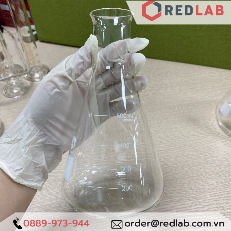 Bình tam giác thủy tinh 500ml ONELAB/ BOMEX - bình nón cổ rộng - Bình erlen