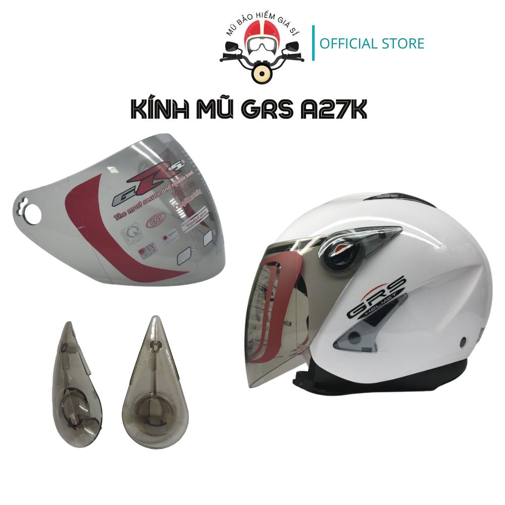 Phụ Kiện Kính Chắn gió thay thế cho mũ GRS A27 mầu trà khói chống chói chống tia UV chính hãng GRS