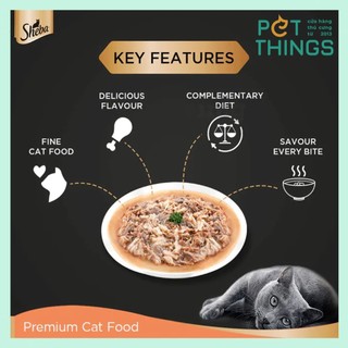 Sheba gói cho mèo 70g Pate thịt nấu kèm nước sốt cho mèo con, mèo trưởng thành