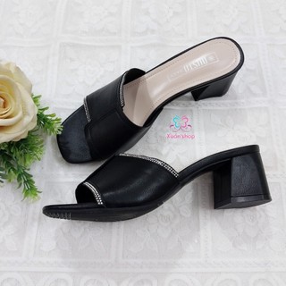 Dép cao gót Dusto da mềm, gót vuông 5cm (sẵn size 38)