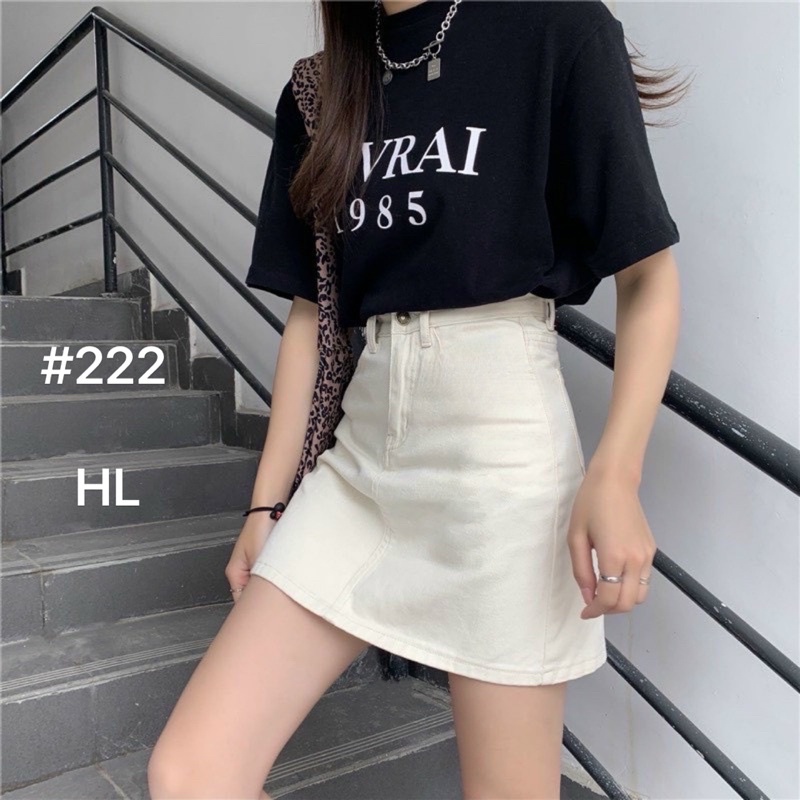 Quần giả váy màu trắng chất thô kaki dầy dặn