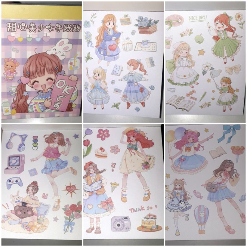 Một cuốn có 24 tờ dán sticker kích thước 6.5x8.5cm có 2 mẫu rất đẹp