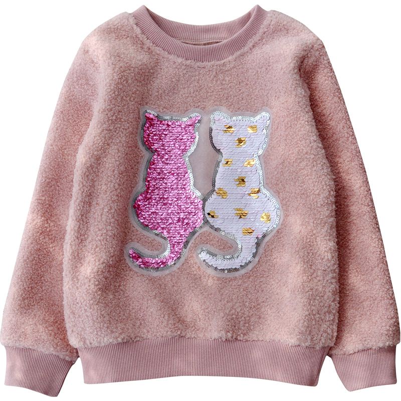 Áo Sweater Vải Lông Cừu Đính Kim Sa Thay Đổi Màu Sắc Dành Cho Bé Gái