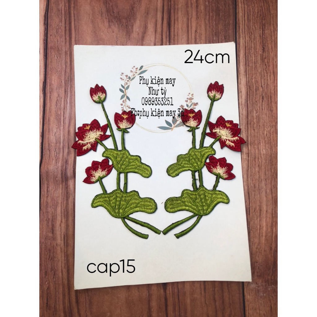 Hoa thêu sen ủi cặp