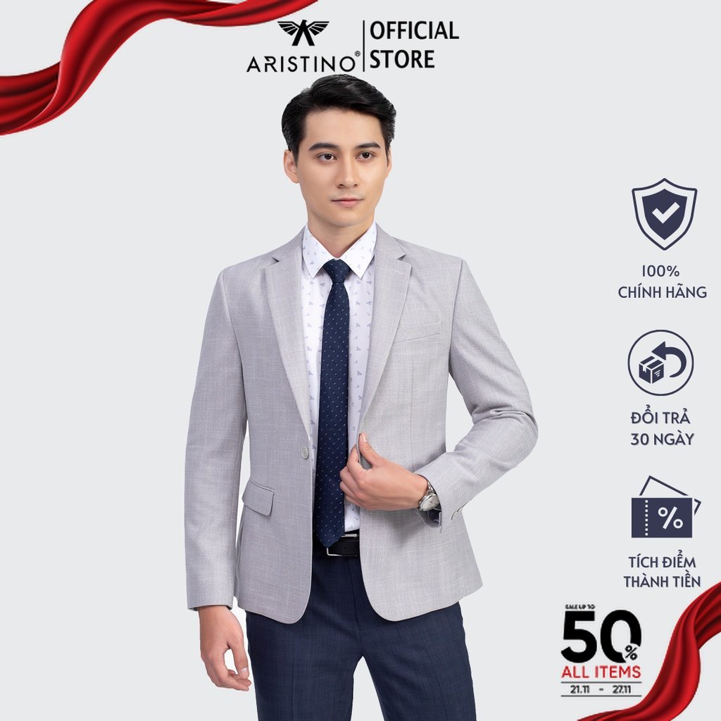 Áo blazer nam ARISTINO phom suông trẻ trung nhưng lịch lãm, họa tiết kẻ thời thượng - ABZ00601