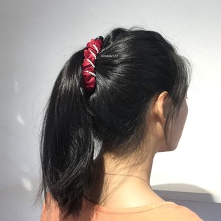 Kẹp dọc phồng tóc lụa nhún đính hạt