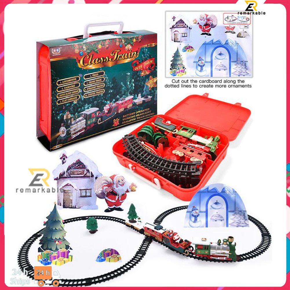 Sẵn Sàng Cổ Điện Đồ Chơi Tàu Hỏa Cây Trang Trí Giáng Sinh/Giáng Sinh Đường Ray Xe Lửa Với Thực Tế Đường Sắt Ô Tô/Quà Tặng Giáng Sinh