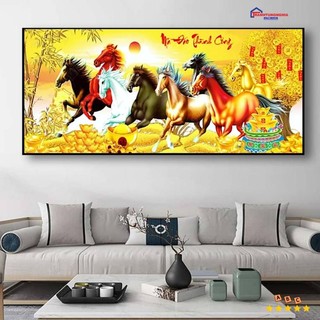 Tranh đính đá LV494 DF594 (1m13 x 50cm), tranh thêu chữ thập mã đáo thành công LV3345 (94cm x 43cm)
