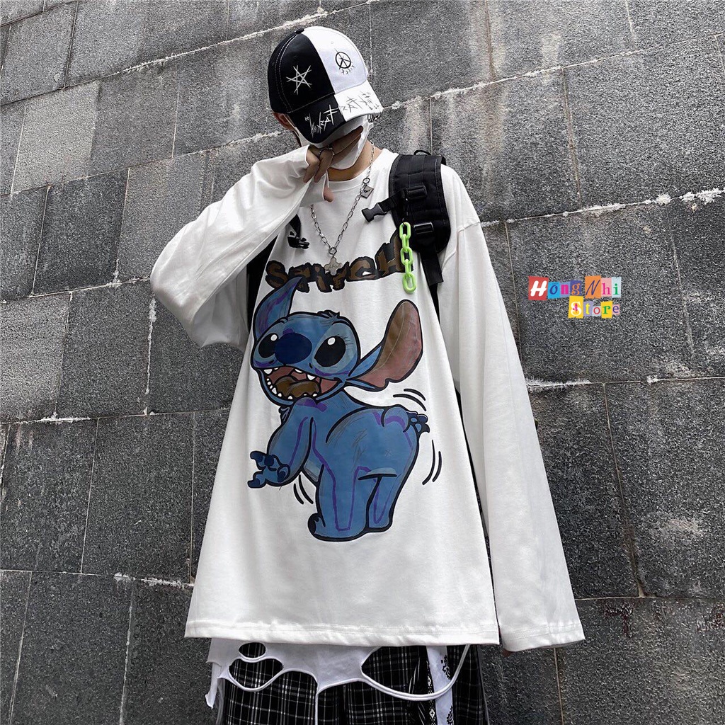 Áo Thun Tay Dài In Hình Stitch Nam Nữ Dáng Rộng Long Tee Ulzzang Unisex - MM