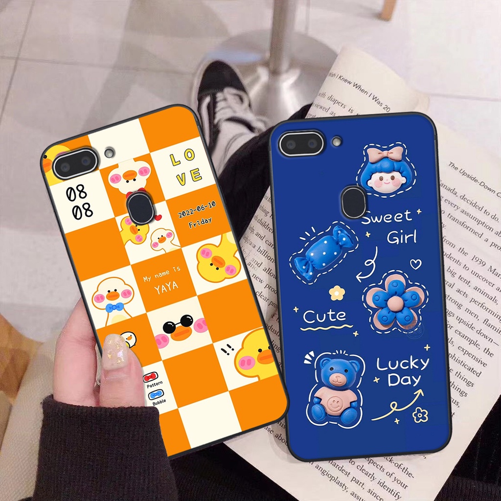 Ốp Realme 1 / 2 in hình gấu vịt caro nhiều màu sắc ngộ nghĩnh dễ thương