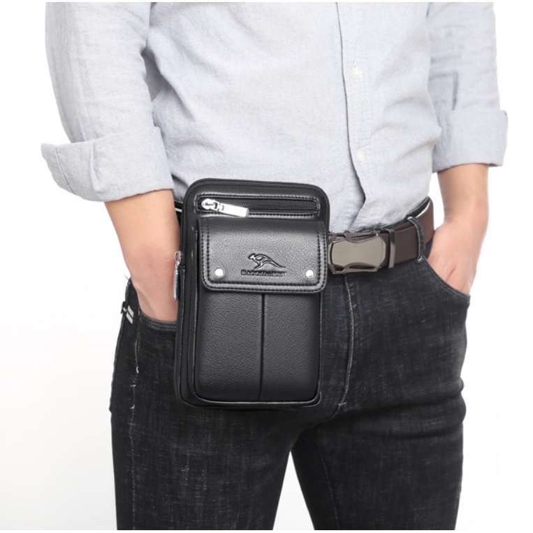 Túi Đeo Hông Thắt Lưng Nam Cao Cấp Thời Trang Hàn Quốc Da Pu Mềm Đẹp Chống Nước Đựng Điện Thoại Đeo Chéo Tiện Lợi