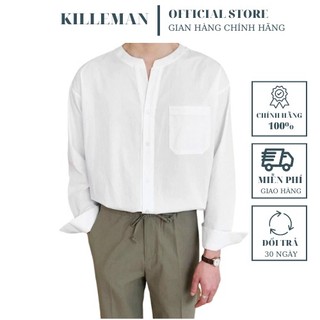 Áo Sơ Mi Nam - Áo Sơ Mi Cổ Tàu  Dài Tay Kiểu Dáng Basic Thời Trang Hàn Quốc , Chất Đũi Thoáng Mát  KILLEMAN SM003