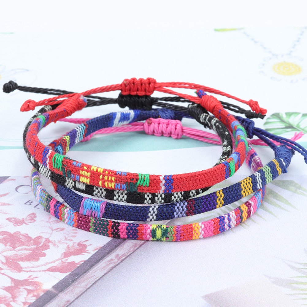 Vòng Đeo Cổ Chân Bằng Vải Lanh Cotton Màu Cầu Vồng Thời Trang