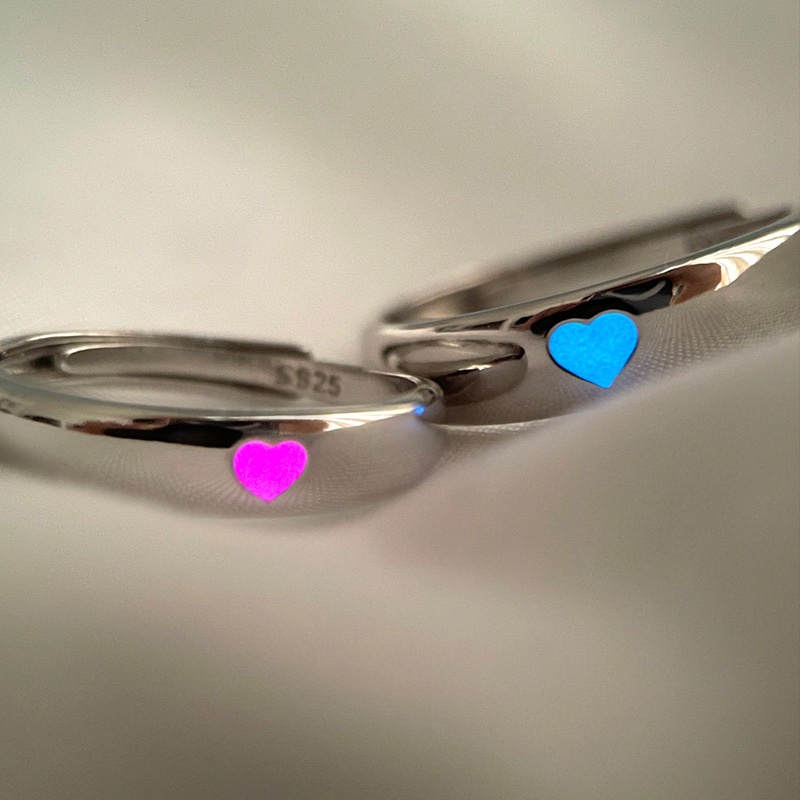 Nhẫn Hở Phát Sáng Trong Bóng Tối Hình Trái Tim Thời Trang Cho Cặp Đôi