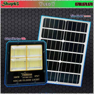 Đèn pha năng lượng mặt trời 300W tấm pin mono - gồm 674 chip LED 5730 (pin mono 50W 67*45cm - sáng trên 16 giờ liên tục)