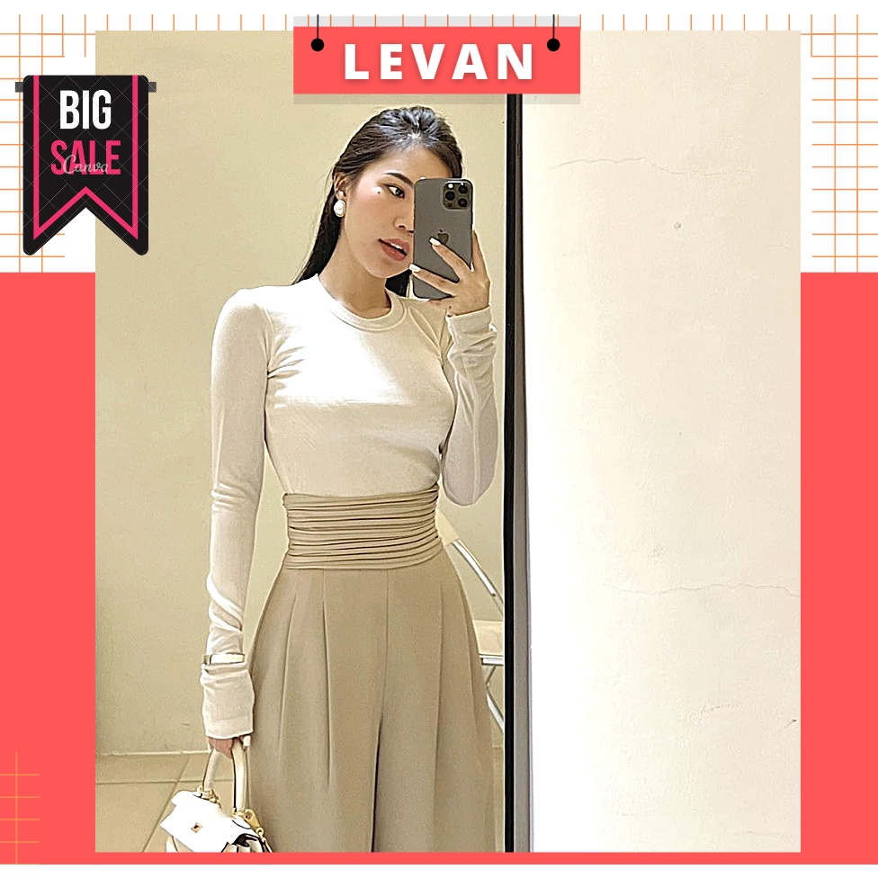 Set bộ nữ sang chảnh quần suông cạp cao ống rộng kèm áo body cao cấp công sở, dự tiệc thời trang Hàn Quốc LEVAN SET339