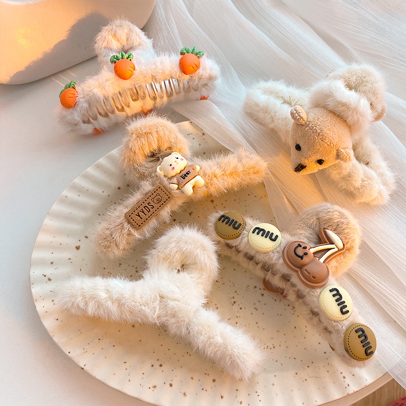 Kẹp tóc đính nơ 17KM họa tiết hoạt hình phong cách Hàn Quốc