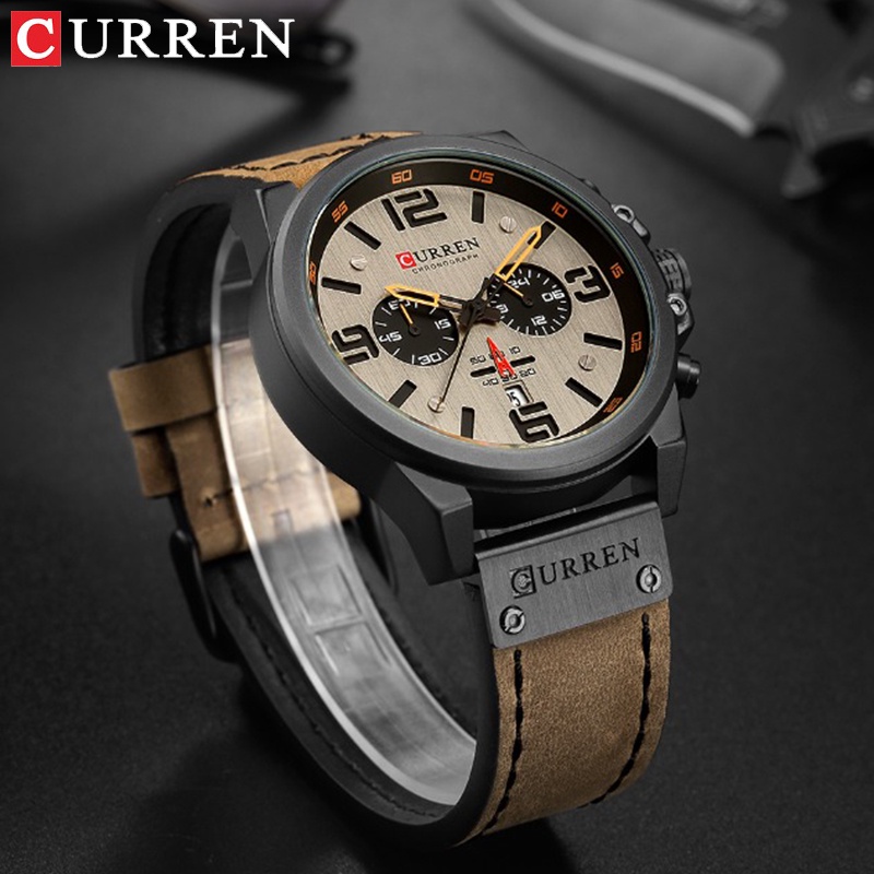 Đồng hồ quartz CURREN 8314X đa năng chống thấm nước dây đeo da