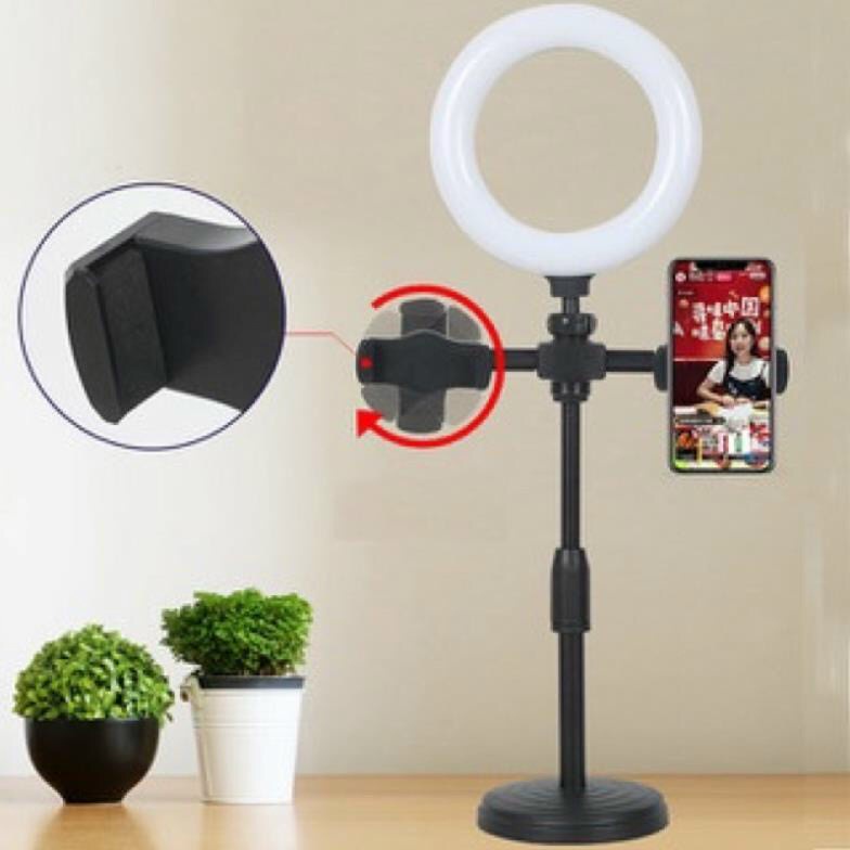 Đèn livestream 3in1 để bàn kẹp 2 điện thoại Hỗ Trợ livetream,  giá đỡ điện thoại  livetream Có 3 Chế Độ Màu Sáng