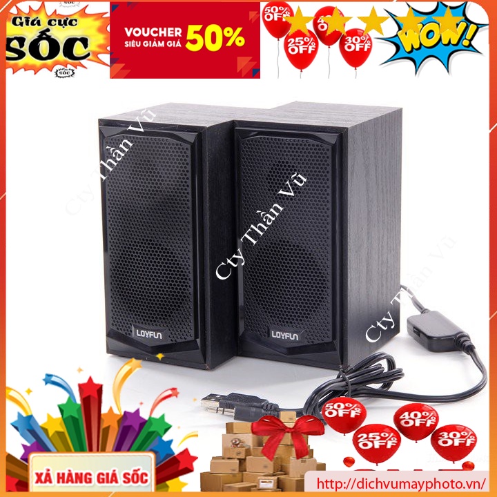 Loa máy tính Loyfun M22 vỏ gỗ sang trọng chất lượng INECO