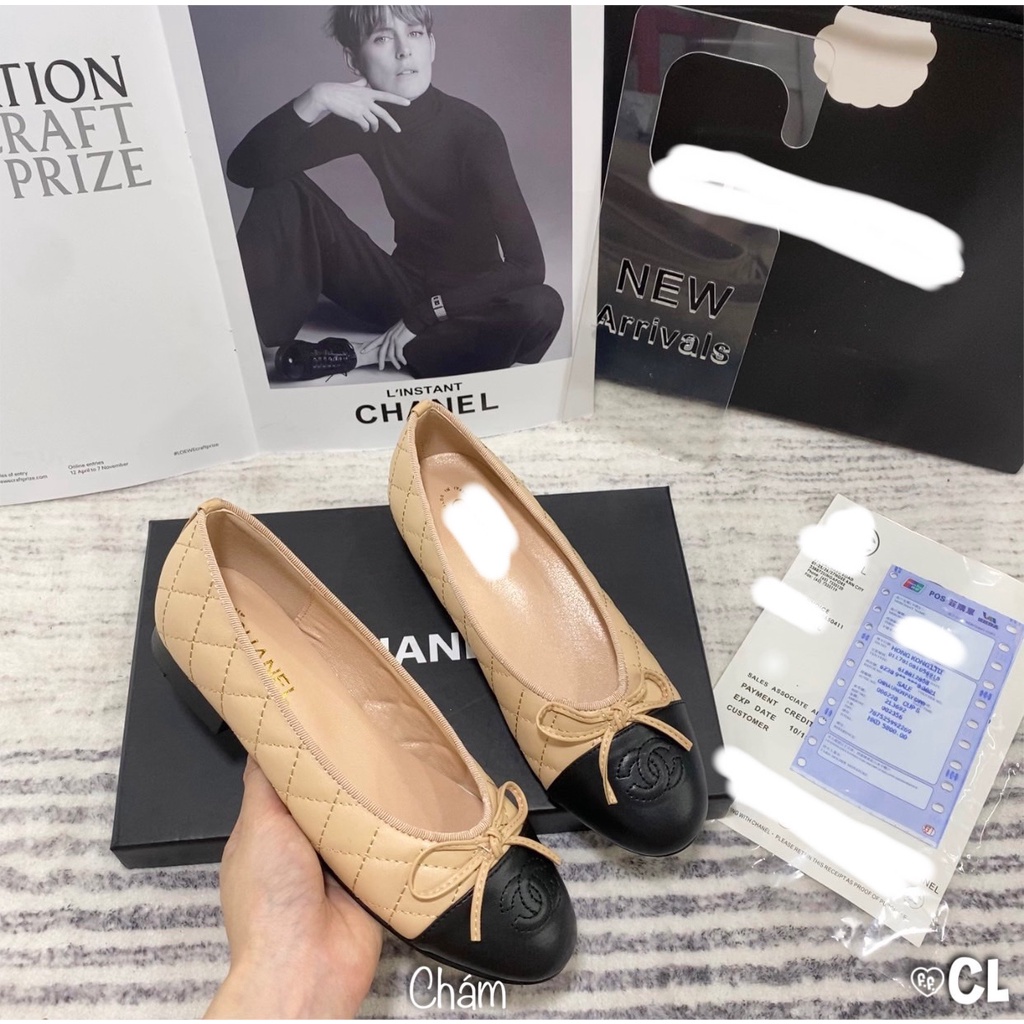 Giày búp bê đế bằng mũi tròn full phụ kiện