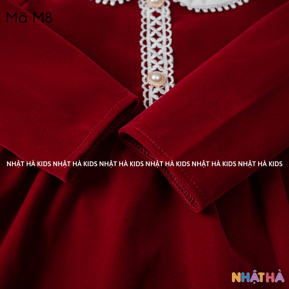 Váy bé gái thu đông NHẬT HÀ size đại 11-45kg chất nhung dài tay dáng xòe cực điệu