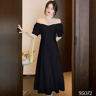 Đầm váy nữ cổ vuông chữ A dự tiệc dạo phố trắng đỏ đen sang trọng nhẹ nhàng