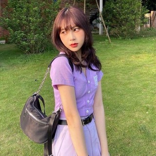 (Video thật) Áo Croptop Cổ Tim Nút Thêu