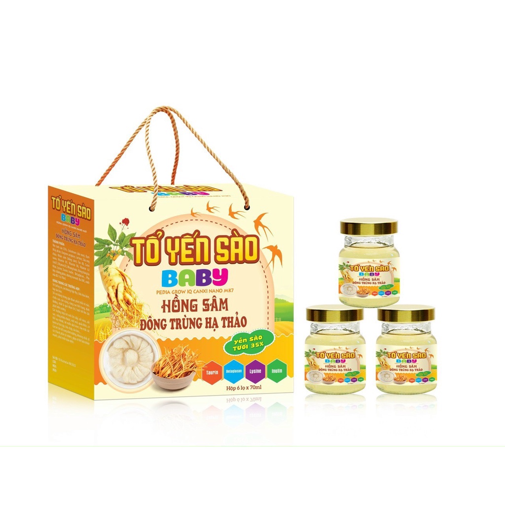 Yến sào cao cấp Baby 35% tổ yến chưng sẵn dành cho trẻ em từ 1 tuổi trở lên (6 lọ) hương vị vani