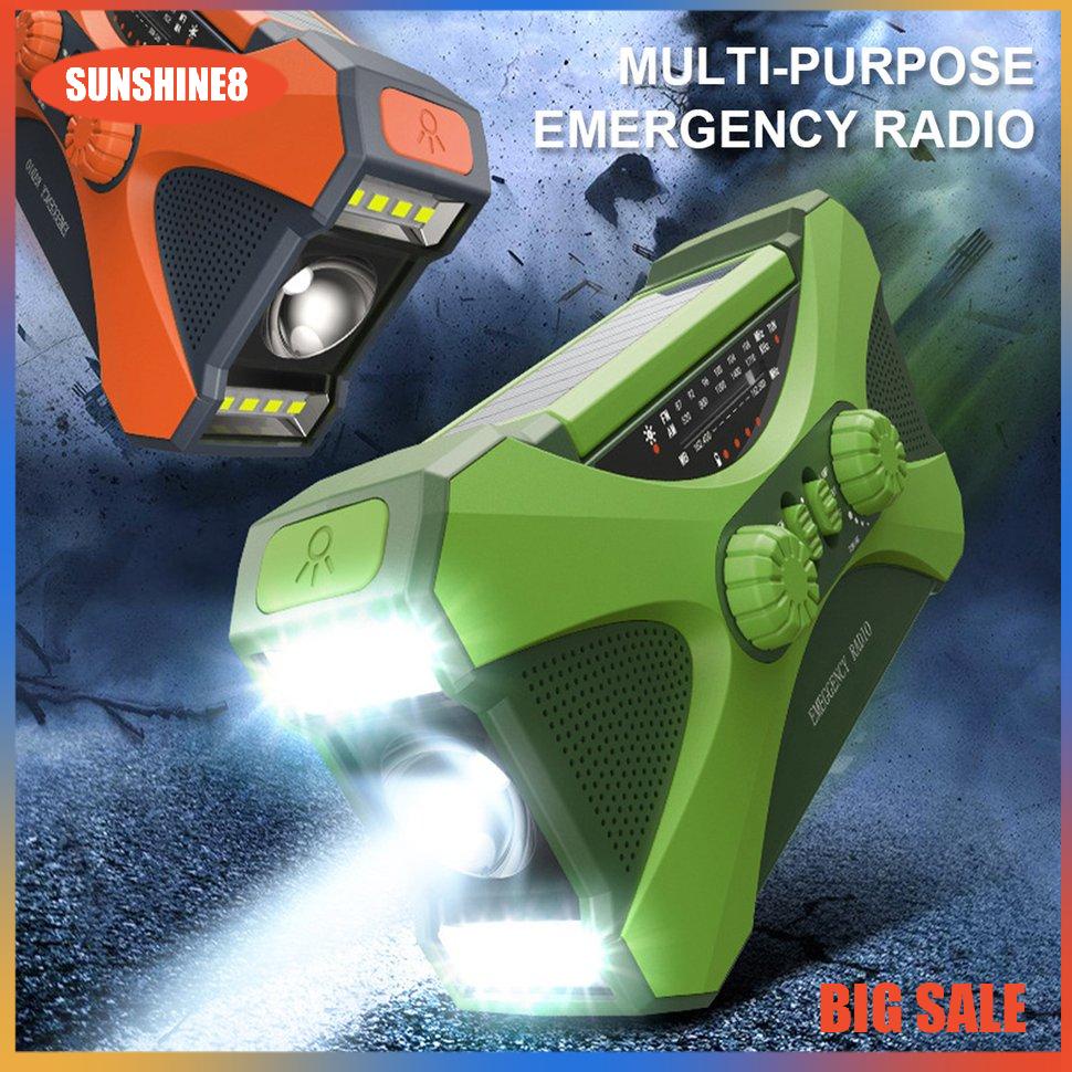 【SUN】10000ma Emergency Radio Solar Digital Weather Hand Crank Flashlight Radio