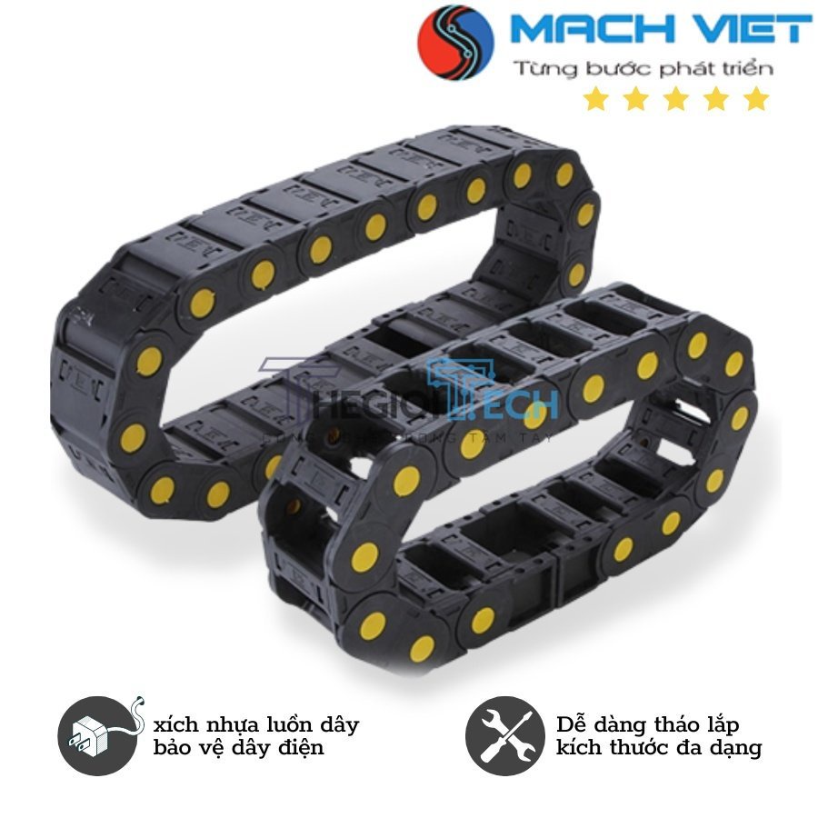 Xích nhựa luồn dây công nghiệp loại 15*20 đã bao gồm 2 đầu nối
