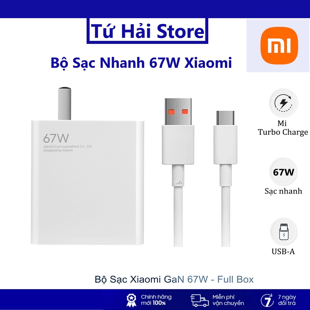 (BH 12 Tháng) Bộ Sạc Nhanh Xiaomi Mi 67W - Cáp Sạc 6A USB Type-C cho Xiaomi 11 Pro & Xiaomi 11 Ultra.. - TuHaiStore
