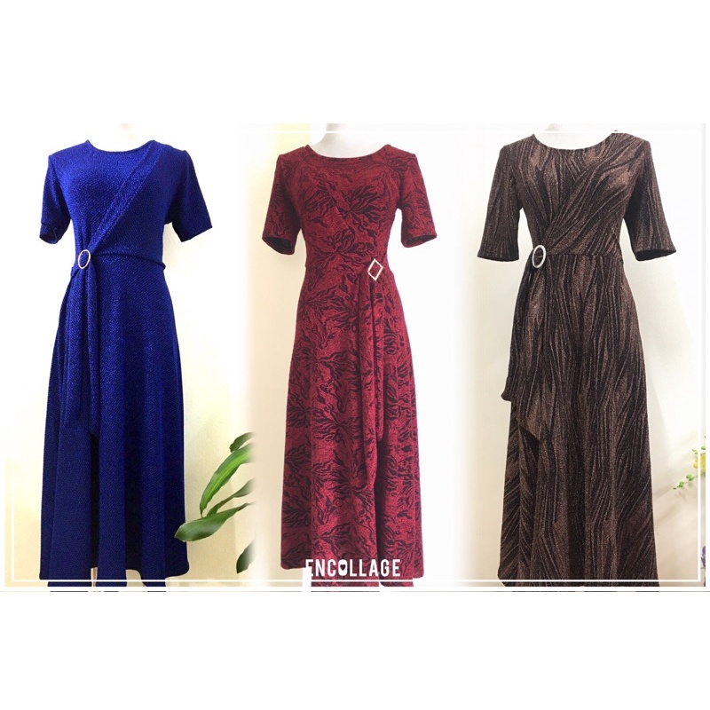 Đầm dự tiệc trung niên kiểu vạt chéo nơ tự chỉnh eo che khuyết điểm làm quà tặng mẹ