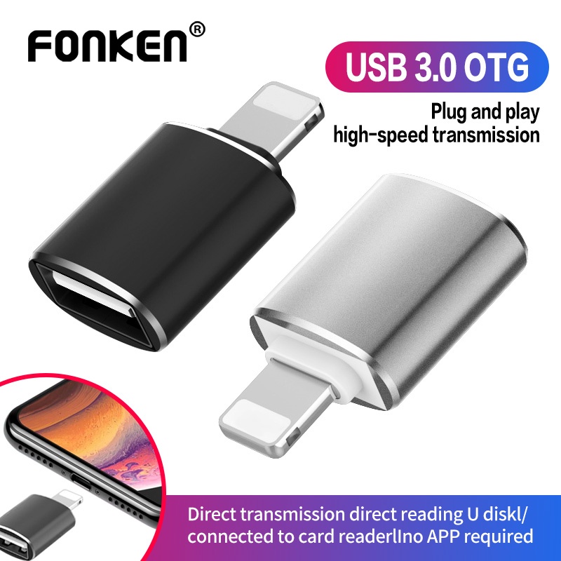 Đầu chuyển đổi FONKEN OTG Lightning USB 3.0 thích hợp cho iPad iPhone 7 8 X Xr 11 Pro Xs Max 12