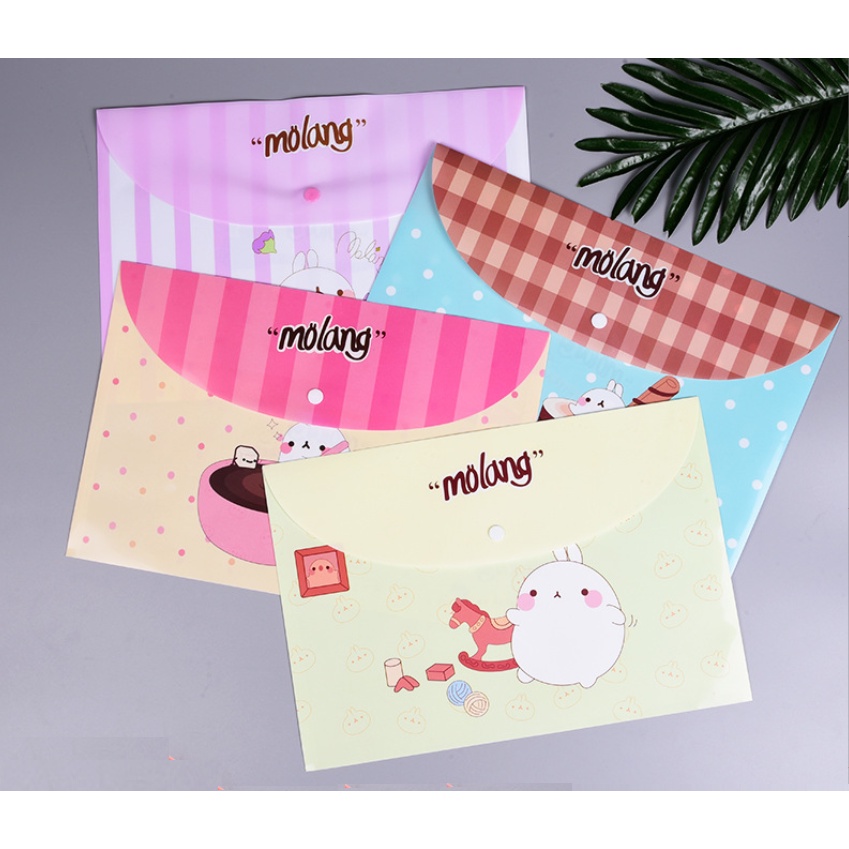 Túi Đựng Tài Liệu molang Cỡ A4 Họa Tiết Hoạt Hình Đáng Yêu